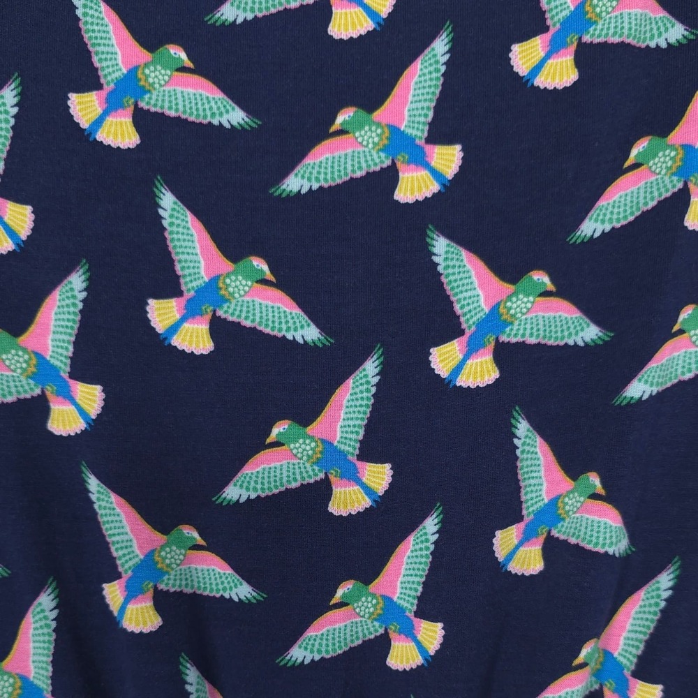 BODEN Women's Knee Length Dress Bird Print 4 Petite Stretch Navy Pockets J0326 - Picture 7 of 9